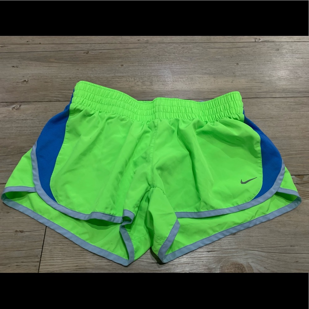 Neon Nike green athletic shorts